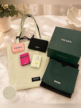 Prada Green Beauty Pouch with Matching Box Set